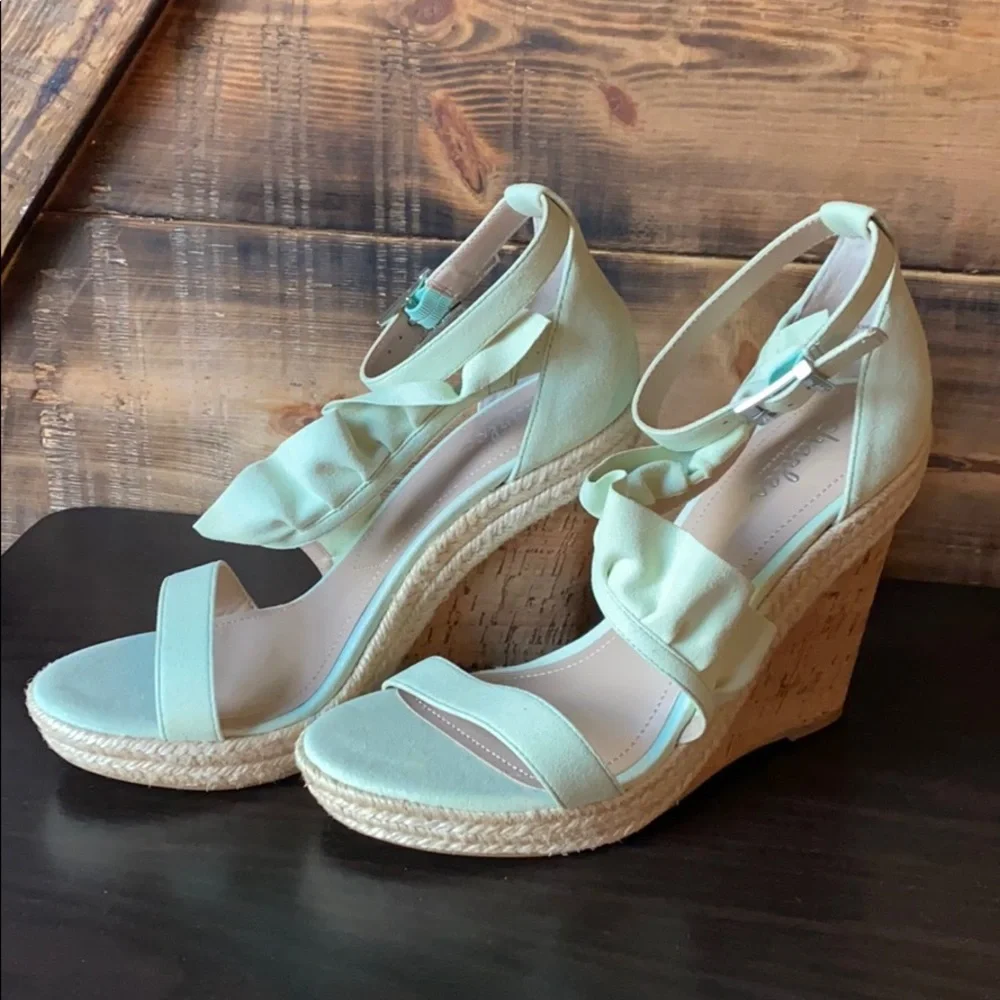 Sea green espadrilles with ruffle details